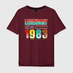 Мужская футболка хлопок Oversize с принтом Легенда с 1983 в Белгороде, 100% хлопок | свободный крой, круглый ворот, “спинка” длиннее передней части | Тематика изображения на принте: 