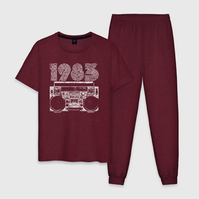 Мужская пижама хлопок с принтом Бумбокс 1983 , 100% хлопок | брюки и футболка прямого кроя, без карманов, на брюках мягкая резинка на поясе и по низу штанин
 | 