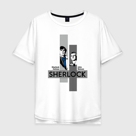 Мужская футболка хлопок Oversize с принтом Минимализм Шерлок Холмс в Курске, 100% хлопок | свободный крой, круглый ворот, “спинка” длиннее передней части | Тематика изображения на принте: 