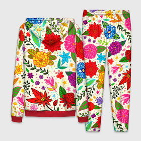 Мужской костюм 3D с принтом MULTI COLORED VARIETY OF COLORS в Новосибирске, 100% полиэстер | Манжеты и пояс оформлены тканевой резинкой, двухслойный капюшон со шнурком для регулировки, карманы спереди | beautiful | blue | botanical | daisy | floral | green | leaves | nature | p | pink | plants | spring | summer | watercolor | yellow | акварель | ботанический | весна | желтый | зеленый | красивый | лето | листья | маргаритка | природа | растения | розовый