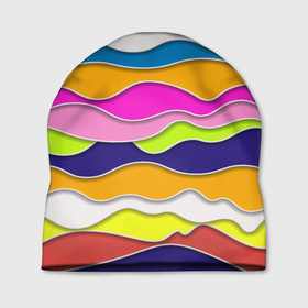 Шапка 3D с принтом Разноцветные волны   Летний паттерн в Тюмени, 100% полиэстер | универсальный размер, печать по всей поверхности изделия | abstraction | fashion | pattern | summer | wave | абстракция | волна | лето | мода | паттерн