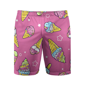Мужские шорты спортивные с принтом Разноцветное Мороженое Со Звёздочками в Белгороде,  |  | cold | dessert | ice | ice cream | multicoloured | star | звезда | лёд | мороженое | разноцветный | сладкое | холод