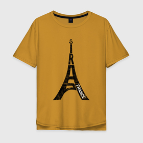 Мужская футболка хлопок Oversize с принтом Эйфелева башня Париж Франция в Новосибирске, 100% хлопок | свободный крой, круглый ворот, “спинка” длиннее передней части | 
