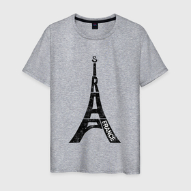 Мужская футболка хлопок с принтом Эйфелева башня Париж Франция в Екатеринбурге, 100% хлопок | прямой крой, круглый вырез горловины, длина до линии бедер, слегка спущенное плечо. | 
