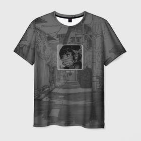 Мужская футболка 3D с принтом MASKA в Петрозаводске, 100% полиэфир | прямой крой, круглый вырез горловины, длина до линии бедер | аниме | девушка | манга | маска | текст | черно белое