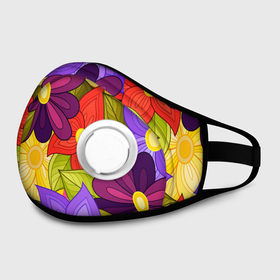 Маска из неопрена с принтом MULTICOLORED PANSIES в городе Новоалтайск, неопрен 100% | Форма огибающая нос. Резинки для ушей с дополнительной резинкой на затылке. Клапан для выдоха для активного дыхания при занятиях спортом. Эластичный материал маски и окантовки для лучшего растяжения и прилегания маски.  | Тематика изображения на принте: blue | bouquet | flora | floral | flower | nature | pattern | pink | purple | spring | summer | watercolor | yellow | акварельный узор | анютины глазки | букет | весна | желтый | лето | листья | разноцветный | розовый | синий | фиолетовый | флора