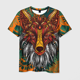 Мужская футболка 3D с принтом Рыжая Лиса африканский узор | Разноцветная лисичка в Санкт-Петербурге, 100% полиэфир | прямой крой, круглый вырез горловины, длина до линии бедер | Тематика изображения на принте: afrika | cute | fox | mandala | pattern | арт с лисой | африка | зверь | лис | лиса арт | лисёнок | лисица | лисонька | милота | много цветов | мордочка лисы | паттерн | рисунок лисы | рыжий | тропики