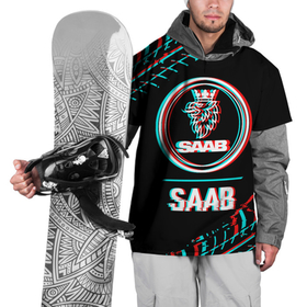 Накидка на куртку 3D с принтом Значок Saab в стиле Glitch на темном фоне в Белгороде, 100% полиэстер |  | auto | brand | glitch | logo | saab | symbol | авто | бренд | глитч | градиент | значок | лого | сааб | символ