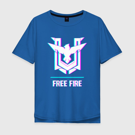Мужская футболка хлопок Oversize с принтом Free Fire в стиле Glitch (Баги Графики) , 100% хлопок | свободный крой, круглый ворот, “спинка” длиннее передней части | 