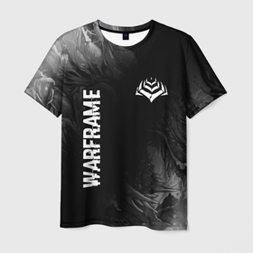 Мужская футболка 3D с принтом Warframe Glitch на темном фоне   FS в Белгороде, 100% полиэфир | прямой крой, круглый вырез горловины, длина до линии бедер | glitch | hyperbeast | logo | warframe | варфрейм | игра | игры | лого | логотип | символ