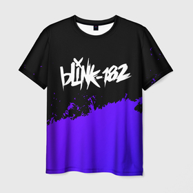 Мужская футболка 3D с принтом Blink 182 Purple Grunge в Тюмени, 100% полиэфир | прямой крой, круглый вырез горловины, длина до линии бедер | 