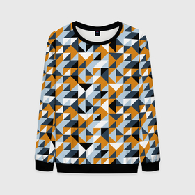 Мужской свитшот 3D с принтом Полигональный геометрический узор , 100% полиэстер с мягким внутренним слоем | круглый вырез горловины, мягкая резинка на манжетах и поясе, свободная посадка по фигуре | Тематика изображения на принте: abstract | black | blue | four color | geometric | gray | orange | polygonal | polygons | triangles | абстрактный | геометрический | классический | многоугольники | оранжевый | полигональный | простой | серый | синий | треугольники | черный