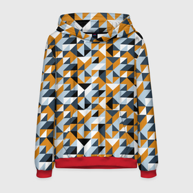 Мужская толстовка 3D с принтом Полигональный геометрический узор , 100% полиэстер | двухслойный капюшон со шнурком для регулировки, мягкие манжеты на рукавах и по низу толстовки, спереди карман-кенгуру с мягким внутренним слоем. | Тематика изображения на принте: abstract | black | blue | four color | geometric | gray | orange | polygonal | polygons | triangles | абстрактный | геометрический | классический | многоугольники | оранжевый | полигональный | простой | серый | синий | треугольники | черный