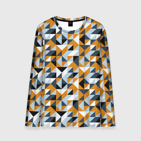 Мужской лонгслив 3D с принтом Полигональный геометрический узор , 100% полиэстер | длинные рукава, круглый вырез горловины, полуприлегающий силуэт | abstract | black | blue | four color | geometric | gray | orange | polygonal | polygons | triangles | абстрактный | геометрический | классический | многоугольники | оранжевый | полигональный | простой | серый | синий | треугольники | черный