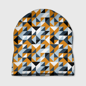Шапка 3D с принтом Полигональный геометрический узор в Петрозаводске, 100% полиэстер | универсальный размер, печать по всей поверхности изделия | Тематика изображения на принте: abstract | black | blue | four color | geometric | gray | orange | polygonal | polygons | triangles | абстрактный | геометрический | классический | многоугольники | оранжевый | полигональный | простой | серый | синий | треугольники | черный