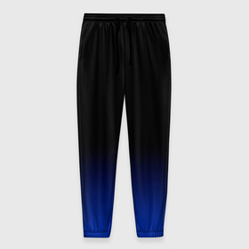 Мужские брюки 3D с принтом Черный с синим градиент в Тюмени, 100% полиэстер | манжеты по низу, эластичный пояс регулируется шнурком, по бокам два кармана без застежек, внутренняя часть кармана из мелкой сетки | black | black and blue | blue | dark blue | gradient | minimalism | ombre | simple | градиент | минимализм | омбре | простой | синий | темно синий | черный | черный и синий