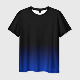 Мужская футболка 3D с принтом Черный с синим градиент в Новосибирске, 100% полиэфир | прямой крой, круглый вырез горловины, длина до линии бедер | black | black and blue | blue | dark blue | gradient | minimalism | ombre | simple | градиент | минимализм | омбре | простой | синий | темно синий | черный | черный и синий