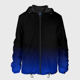 Мужская куртка 3D с принтом Черный с синим градиент в Новосибирске, ткань верха — 100% полиэстер, подклад — флис | прямой крой, подол и капюшон оформлены резинкой с фиксаторами, два кармана без застежек по бокам, один большой потайной карман на груди. Карман на груди застегивается на липучку | black | black and blue | blue | dark blue | gradient | minimalism | ombre | simple | градиент | минимализм | омбре | простой | синий | темно синий | черный | черный и синий
