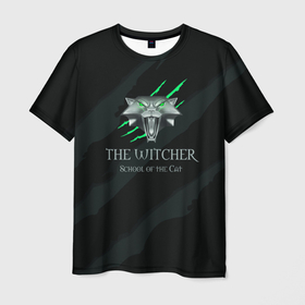 Мужская футболка 3D с принтом The Witcher School of the Cat в Петрозаводске, 100% полиэфир | прямой крой, круглый вырез горловины, длина до линии бедер | school of the cat | the witcher | witcher | ведьмак | школа кота