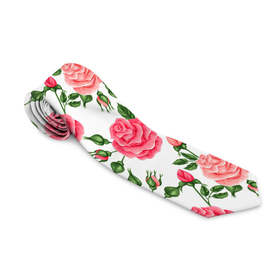 Галстук 3D с принтом SOFT PINK ROSES в Петрозаводске, 100% полиэстер | Длина 148 см; Плотность 150-180 г/м2 | beautiful | floral | love | pattern | pink | roses | watercolor | акварель | красивый | любовь | розовый | розы | узор | цветочный