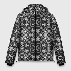 Мужская зимняя куртка 3D с принтом Black and white ethnic oriental ornament в Новосибирске, верх — 100% полиэстер; подкладка — 100% полиэстер; утеплитель — 100% полиэстер | длина ниже бедра, свободный силуэт Оверсайз. Есть воротник-стойка, отстегивающийся капюшон и ветрозащитная планка. 

Боковые карманы с листочкой на кнопках и внутренний карман на молнии. | black and white | ethnic | oriental | ornament | арабский | орнамент | черно белый | этнический