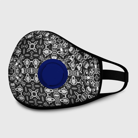 Маска из неопрена с принтом Black and white ethnic oriental ornament в городе Новоалтайск, неопрен 100% | Форма огибающая нос. Резинки для ушей с дополнительной резинкой на затылке. Клапан для выдоха для активного дыхания при занятиях спортом. Эластичный материал маски и окантовки для лучшего растяжения и прилегания маски.  | Тематика изображения на принте: black and white | ethnic | oriental | ornament | арабский | орнамент | черно белый | этнический