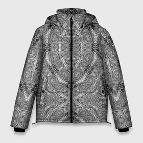 Мужская зимняя куртка 3D с принтом Black and white oriental ornament в Курске, верх — 100% полиэстер; подкладка — 100% полиэстер; утеплитель — 100% полиэстер | длина ниже бедра, свободный силуэт Оверсайз. Есть воротник-стойка, отстегивающийся капюшон и ветрозащитная планка. 

Боковые карманы с листочкой на кнопках и внутренний карман на молнии. | black and white | oriental | oriental ornament | ornament | арабский узор | дамасский | орнамент | серый | черно белый