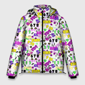 Мужская зимняя куртка 3D с принтом Разноцветные цифры и алфавит school в Екатеринбурге, верх — 100% полиэстер; подкладка — 100% полиэстер; утеплитель — 100% полиэстер | длина ниже бедра, свободный силуэт Оверсайз. Есть воротник-стойка, отстегивающийся капюшон и ветрозащитная планка. 

Боковые карманы с листочкой на кнопках и внутренний карман на молнии. | alphabet | children | school | буквы | детский узор | разноцветный алфавит | светлый фон | цифры | школьный узор