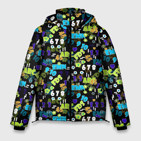 Мужская зимняя куртка 3D с принтом Multicolored alphabet and numbers в Тюмени, верх — 100% полиэстер; подкладка — 100% полиэстер; утеплитель — 100% полиэстер | длина ниже бедра, свободный силуэт Оверсайз. Есть воротник-стойка, отстегивающийся капюшон и ветрозащитная планка. 

Боковые карманы с листочкой на кнопках и внутренний карман на молнии. | alphabet | multicolored alphabet | numbers | алфавит | детский узор | разноцветный узор | узор | цифры | школа