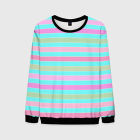 Мужской свитшот 3D с принтом Pink turquoise stripes horizontal Полосатый узор , 100% полиэстер с мягким внутренним слоем | круглый вырез горловины, мягкая резинка на манжетах и поясе, свободная посадка по фигуре | pink | stripes | turquoise | бирюзовый | горизонтальные полосы | зеленые полосы | полосатый узор | разноцветные полосы | розовый