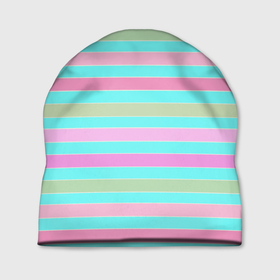 Шапка 3D с принтом Pink turquoise stripes horizontal Полосатый узор в Тюмени, 100% полиэстер | универсальный размер, печать по всей поверхности изделия | Тематика изображения на принте: pink | stripes | turquoise | бирюзовый | горизонтальные полосы | зеленые полосы | полосатый узор | разноцветные полосы | розовый