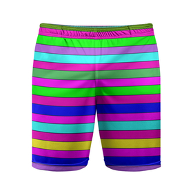 Мужские шорты спортивные с принтом Multicolored neon bright stripes в Белгороде,  |  | bright stripes | multicolored | neon | stripes | неоновые полосы | полосатый узор | яркие полосы