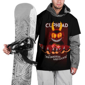 Накидка на куртку 3D с принтом Дьявол Cuphead , 100% полиэстер |  | Тематика изображения на принте: cuphead | дьявол | игра | игровые кости | надпись | название | персонаж | рога