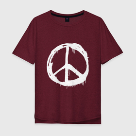 Мужская футболка хлопок Oversize с принтом pacific symbol white в Курске, 100% хлопок | свободный крой, круглый ворот, “спинка” длиннее передней части | Тематика изображения на принте: hippie | pacific | peace | world of peace | мир | мир во всем мире | мирный | мировой | хиппи
