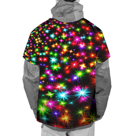 Накидка на куртку 3D с принтом COLORFUL COLOR STARFALL в Санкт-Петербурге, 100% полиэстер |  | abstraction | beautiful | colorful pattern | starfall | starry | абстракция | звездный | звездопад | красиво | красочный узор