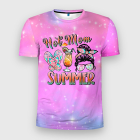 Мужская футболка 3D Slim с принтом Hot mom  Summer , 100% полиэстер с улучшенными характеристиками | приталенный силуэт, круглая горловина, широкие плечи, сужается к линии бедра | hot mom | summer | девушка | жара | женщина | летняя | лето