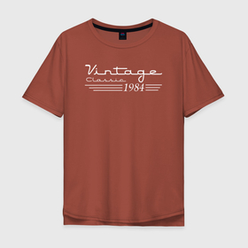 Мужская футболка хлопок Oversize с принтом Винтажная классика 1984 в Тюмени, 100% хлопок | свободный крой, круглый ворот, “спинка” длиннее передней части | Тематика изображения на принте: 