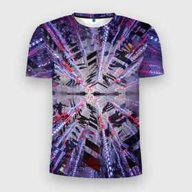 Мужская футболка 3D Slim с принтом Неоновый абстрактный коридор   Фиолетовый в Белгороде, 100% полиэстер с улучшенными характеристиками | приталенный силуэт, круглая горловина, широкие плечи, сужается к линии бедра | abstraction | art | artwork | colorful | colors | corridor | graphics | humen | men | neon | patterns | surrealism | sweethuman | sweethumen | абстракция | арт | графика | искусство | коридор | люди | неон | разноцветный | сюрреализм | узоры | цвета