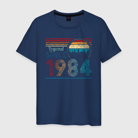Мужская футболка хлопок с принтом Легенда с 1984 года в городе Новоалтайск, 100% хлопок | прямой крой, круглый вырез горловины, длина до линии бедер, слегка спущенное плечо. | 