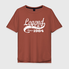 Мужская футболка хлопок Oversize с принтом Легенда 1984 в Санкт-Петербурге, 100% хлопок | свободный крой, круглый ворот, “спинка” длиннее передней части | Тематика изображения на принте: 