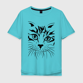 Мужская футболка хлопок Oversize с принтом Черный кошарик в Екатеринбурге, 100% хлопок | свободный крой, круглый ворот, “спинка” длиннее передней части | cat | котенок | котики | коты | кошки
