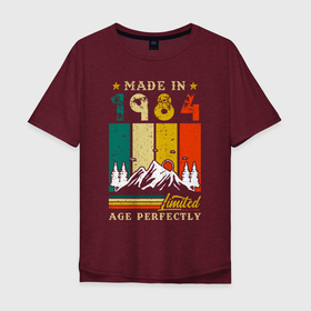 Мужская футболка хлопок Oversize с принтом Сделано в 1984 идеальный возраст в Санкт-Петербурге, 100% хлопок | свободный крой, круглый ворот, “спинка” длиннее передней части | Тематика изображения на принте: 