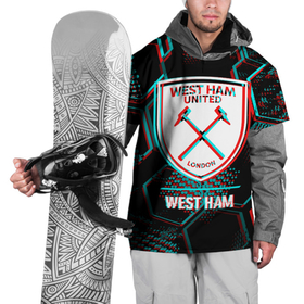 Накидка на куртку 3D с принтом West Ham FC в стиле Glitch на темном фоне в Курске, 100% полиэстер |  | club | fc | football | glitch | logo | west ham | вест хэм | глитч | клуб | краска | лого | мяч | символ | спорт | футбол | футболист | футболисты | футбольный