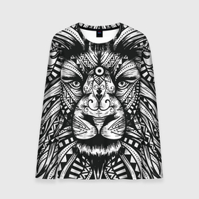 Мужской лонгслив 3D с принтом Черно белый Африканский Лев | Black and White Lion в Новосибирске, 100% полиэстер | длинные рукава, круглый вырез горловины, полуприлегающий силуэт | africa | afrika | all over | lion | lions | mandala | pattern | африка | африканский узор | большой лев | дикая природа | король зверей | лицо льва | львёнок | львиная | львица | львы | огромный лев | паттерн | рыжий лев
