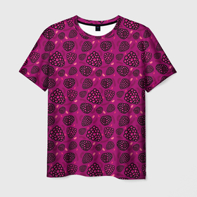Мужская футболка 3D с принтом Малиновый рай , 100% полиэфир | прямой крой, круглый вырез горловины, длина до линии бедер | Тематика изображения на принте: арт | малина | малиновый | принт | рисунок | розовый | ягода