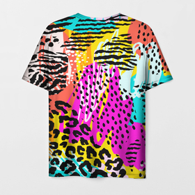 Мужская футболка 3D с принтом LEOPARD TEXTURE в Белгороде, 100% полиэфир | прямой крой, круглый вырез горловины, длина до линии бедер | abstract | beautiful | bright | floral | graphics | green | pattern | pink | purple | rainbow | stripes | stunning | watercolor | white | абстракция | акварель | белый | графика | зеленый | красивый | полосы | потрясающий | радуга | розовый | узор | фиоле