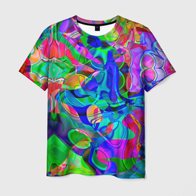 Мужская футболка 3D с принтом REFRACTION OF COLORS в Белгороде, 100% полиэфир | прямой крой, круглый вырез горловины, длина до линии бедер | abstraction | background | blue | bright | colorful | colors | geometry | green | rainbow | red | reflection | scattering | shiny | yellow | абстракция | блестящий | геометрия | желтый | зеленый | красный | красочный | отражение | радуга | рассеивание | с