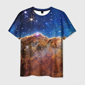 Мужская футболка 3D с принтом Туманность Киля фото НАСА в Курске, 100% полиэфир | прямой крой, круглый вырез горловины, длина до линии бедер | james webb telescope | nasa | space | universe | вселенная | галактика | з | зведы | звездное небо | космос | наса | телескоп джеймс уэбб | туманность киля | туманность киля джеймс уэбб | туманность киля наса