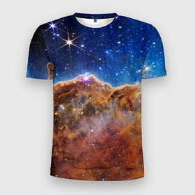 Мужская футболка 3D Slim с принтом Туманность Киля фото НАСА в Курске, 100% полиэстер с улучшенными характеристиками | приталенный силуэт, круглая горловина, широкие плечи, сужается к линии бедра | james webb telescope | nasa | space | universe | вселенная | галактика | з | зведы | звездное небо | космос | наса | телескоп джеймс уэбб | туманность киля | туманность киля джеймс уэбб | туманность киля наса