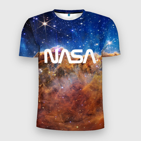 Мужская футболка 3D Slim с принтом Лого NASA и Туманность Киля в Новосибирске, 100% полиэстер с улучшенными характеристиками | приталенный силуэт, круглая горловина, широкие плечи, сужается к линии бедра | james webb telescope | nasa | space | universe | вселенная | зведы | звездное небо | космос | наса | телескоп джеймс уэбб | туманность киля | туманность киля джеймс уэбб | туманность киля наса | фото вселенная